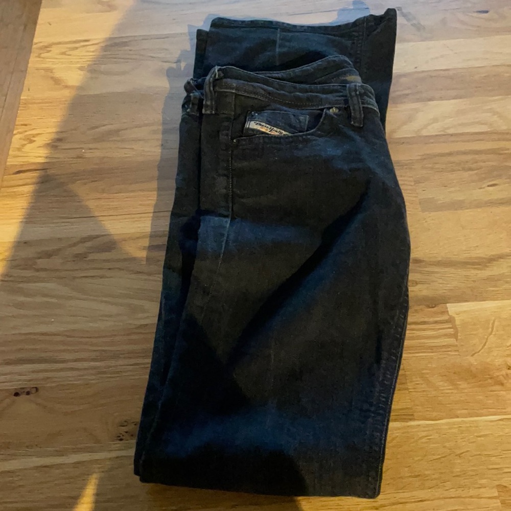 Diesel black flare jeans.